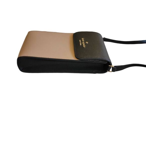 Kate Spade Madison Flap Phone Crossbody Toasted Hazelnut & Black Leather Bag - Picture 6 of 13
